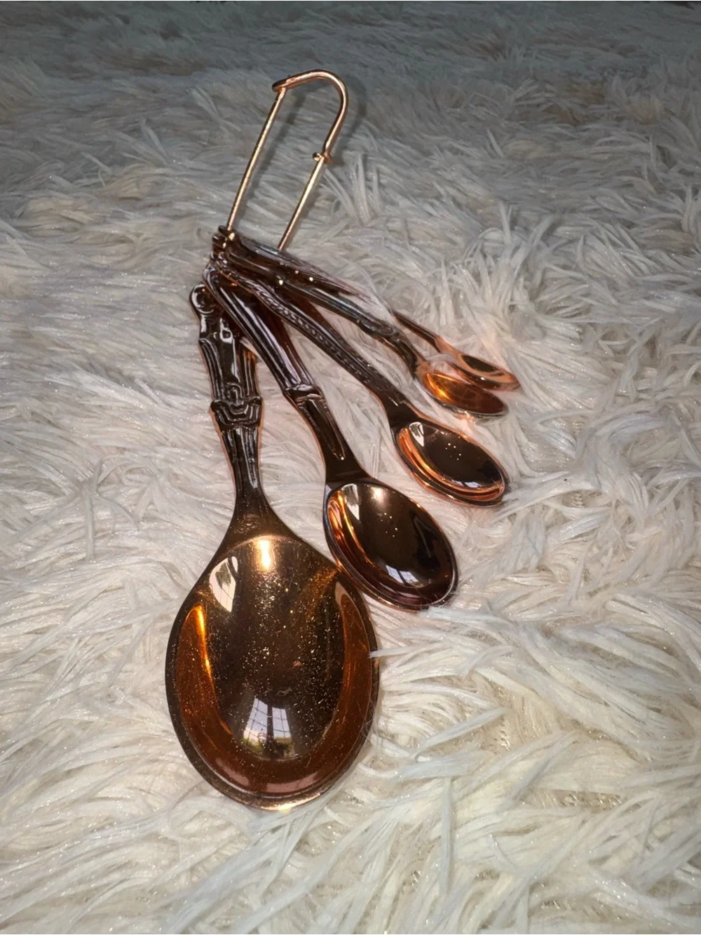 Retired Anthropologie Copper Ornate Measuring Spoon Set